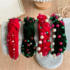 Imitation Pearls Velvet Headband Festival Hair Accessories Chic Knot Thick DIY