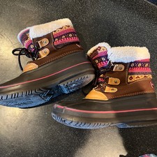Girls London Fog Fair Isle Waterproof Winter Snow Boots Size 2
