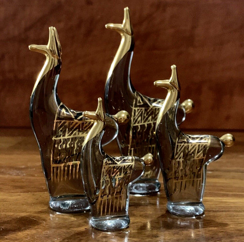 4 Glass Miniature Figurines Peru Llama