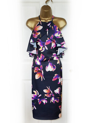 JESSICA WRIGHT Magnolia Floral Cold Shoulder Frill Bodycon