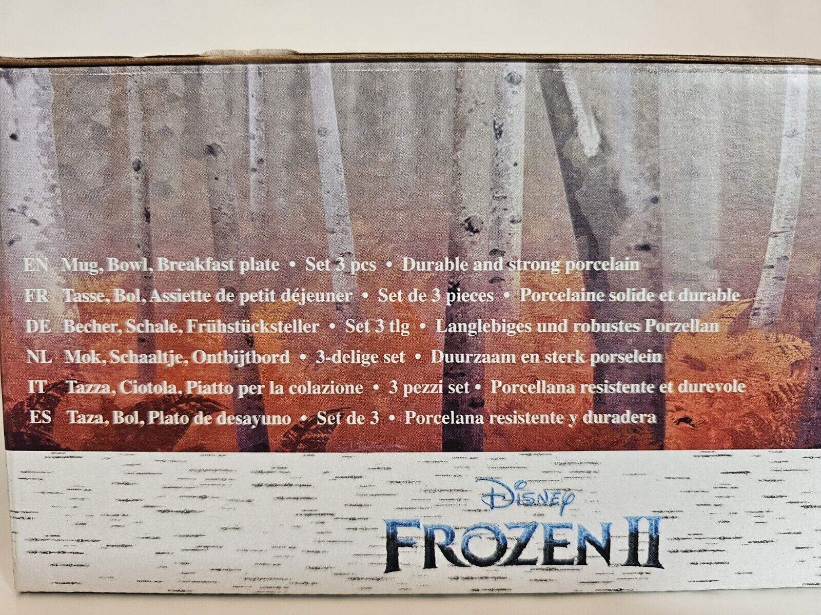 Disney Frozen II Frühstücksset 3-teilig Teller Schale Tasse Porzellan Weiß Blau