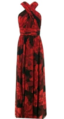 calvin klein red and black floral dress