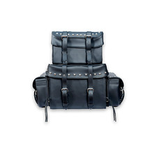 Leather Motorcycle Studded Sissy T Bar Bag Weather Resistant Motorcycle 4 Piece