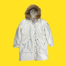 Hunter Original Insulated Waterproof Parka, Faux Fur Trim/fleece Hood, White, L