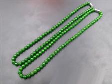 Fashion 6mm 8mm 10mm Spinach Green Jade Beads White Gold Plated Clasp Necklace