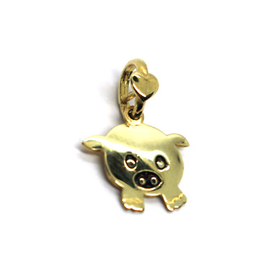 Charms Anhänger Gelbgold 9K, Schwein, Klein, Länge 12 MM