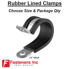 ALL SIZES Rubber Lined Cushioned Insulated Cable Clamp Pipe Tube Hose Clips