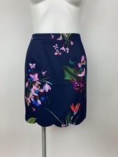 NEW Ted Baker Colorful Tropical Floral Scallop Hem Aline Mini Skirt 5 US 12 225