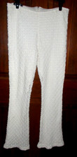 Vintage Women's Mad House M. McElrath White Lined Crochet Bell-Bottom Pants-VGC 