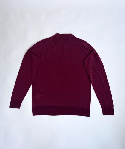 John Smedley Men's Knitted Polo Shirt Camden Knit Button LS Merino Wool England - Picture 9 of 25