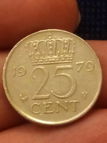 Juliana Koningin 1979 Netherlands 25 Cent Guilder XF nearly UNC Coin Kayihan auc - Picture 1 of 2