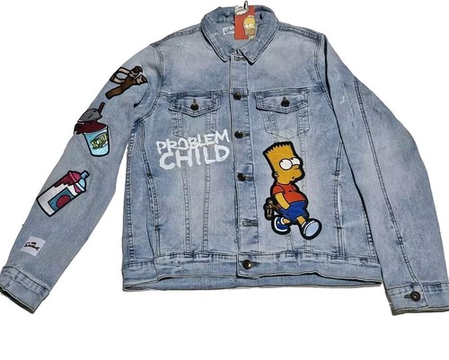 New RARE The Simpson Bart Problem Child Jeans Jacket Vintage Look Size LARGE - Picture 2 of 11