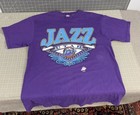 Vintage Utah Jazz NBA Logo 7 T-Shirt Purple Large 90s Graphic Tee