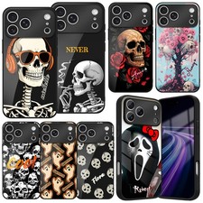 Cover For iPhone 17 Pro 16 15 14 13 Robust Glass Phone Case Gothic Skull Custom