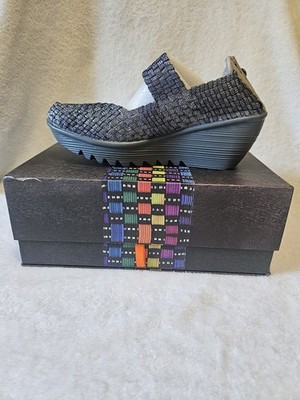 Bernie Mev Woven Wedge Lulia Navy Shimmer Nwt Size 40 Us Size 9-9.5