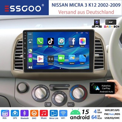 Für NISSAN MICRA III K12 2002-09 Autoradio Android 15 Carplay Navi KAM 4+64G DAB