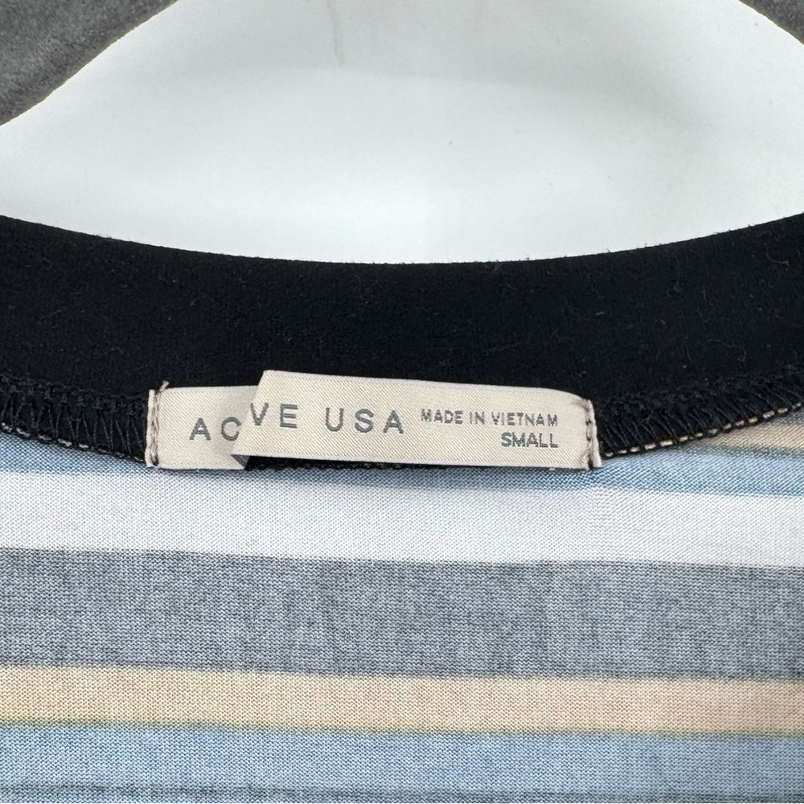 Active USA Basic Multicolor Stripe Tie Front Crew… - image 5
