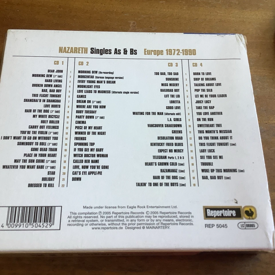 NAZARETH SINGLES AsAND Bs 4 CD ALBUM BOX SET WITH BOOKLET NOT FACTORY SEALED .H1 - Imagem 2 de 2