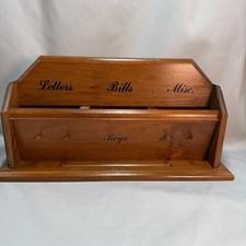 Vintage Wooden Mail Organizer Free Standing Wall Mount Rustic Cottagecore 19.5in