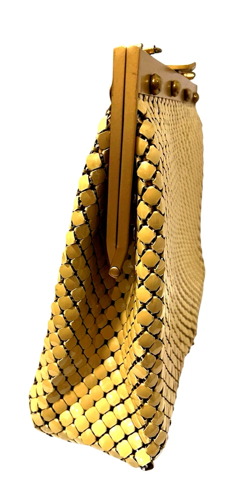 Bolso de Mano Whiting and Davis Vintage Cálido Beige Malla Foto 3 de 4