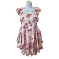 NWT Cider Women's Layered Off Shoulder Mini Dress Pink Size Large