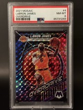 Panini 2021-22 Mosaic Overdrive LeBron James #4 Prizm PSA 8 Lakers Basketball