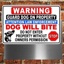Beware of Dog Sign No Trespassing Guard Dog on Duty Sign Dogs Will Bite Attack