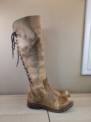BED|STU Manchester Riding Boots Womens 8 Rustic Brown Leather Tall Lace Up  NICE