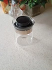 Vintage Pyrex Flameware Glass Creamer Pitcher & Lid 1960s MCM Silver Band