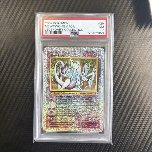 2002 POKEMON LEGENDARY COLLECTION #29 MEWTWO-REVERSE FOIL PSA 7