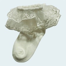 White Sheer Double Ruffle Socks Baby Girls 0-6 Months