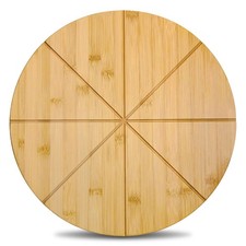 TUOCON 16" Double-Sided Bamboo Pizza Cutting Board & Serving Tray