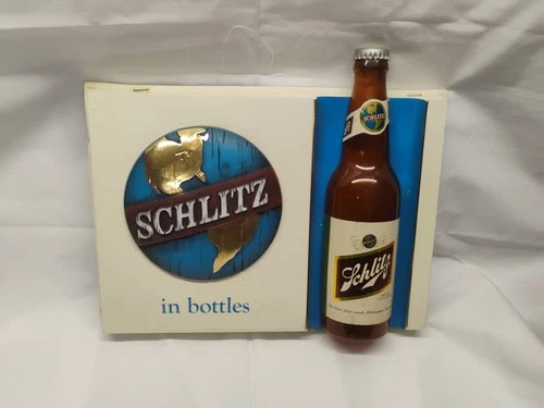 Vintage 1970 Schlitz Beer 3D Bottle Bar Pub ManCave Advertising Sign Made In USA