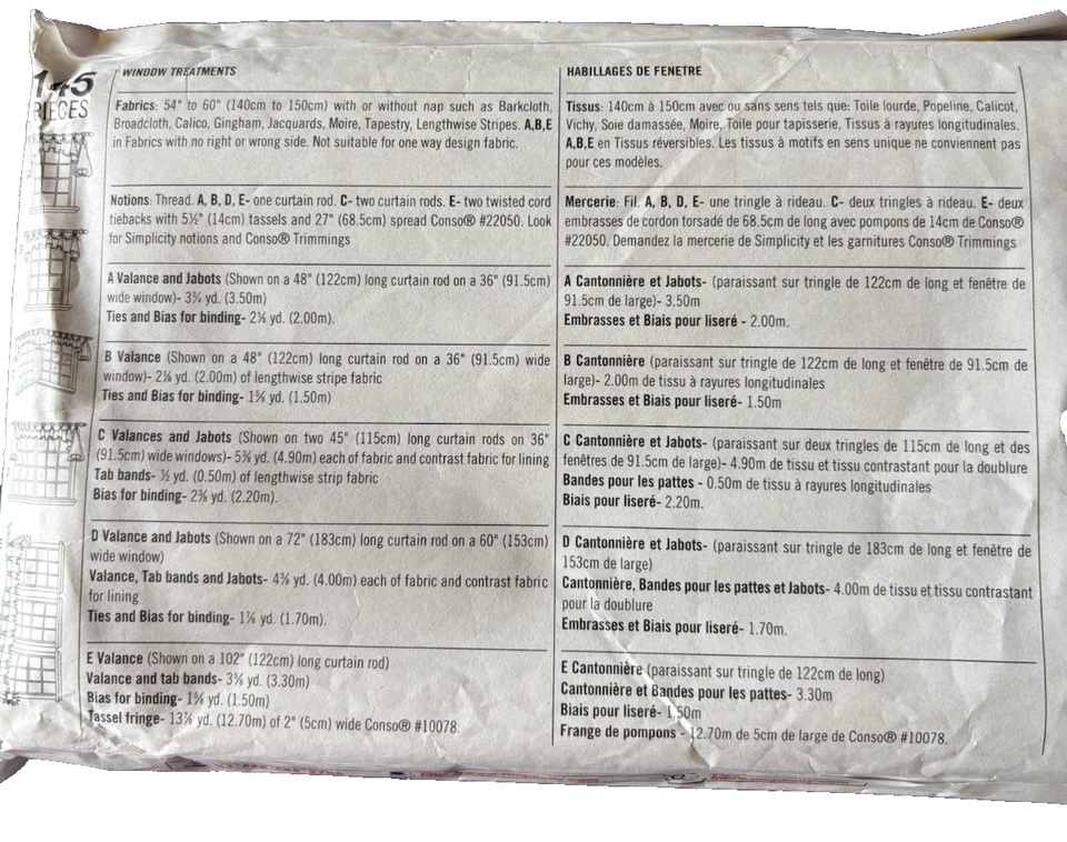 Simplicity 5145 Sewing Pattern Window Treatments Can Tops Jabots Uncut - Image 2 of 2