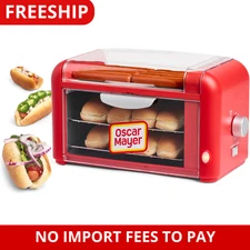 Extra Large 8 Hot Dog Roller&Bun Toaster Oven Stainless Steel Grill Rollers Red