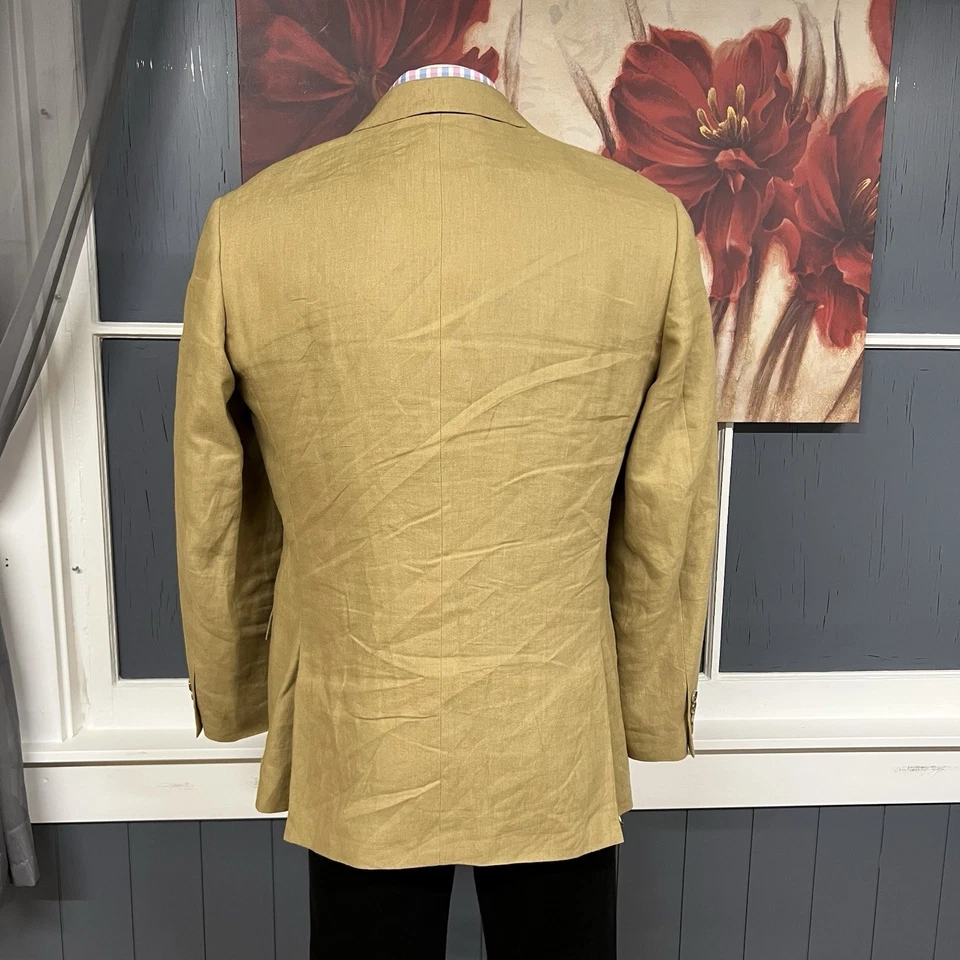 Chaqueta Blazer J Crew Irish de Lino Abrigo Deportivo para Hombres 42R Calce Ajustado Caqui Ludlow Foto 3 de 4