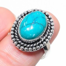 Green Turquoise Gemstone Handmade 925 Sterling Silver All Size Ring For Gift