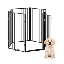 4-6 Panels Folding Pet Gate Adjustable Free Standing Pet Fence for Dog Indoor