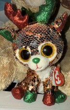 2019 Ty TEGAN Christmas Reindeer Flippable - 6” NEW