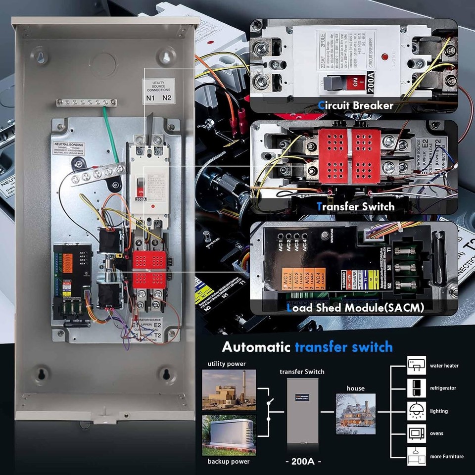 200 Amp Automatic Transfer Switch w/Power Management for Generac ...