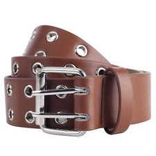 Double Grommet Belt PU Leather Belt y2k Studded Belt for Women Men Punk Waist...