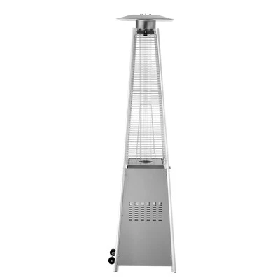 Propane Patio Heater 48000BTU Pyramid w/Wheels for Outdoor Patio Silver