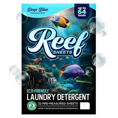 Reef Sheets Laundry Detergent Sheets, 64 loads, Hypoallergenic &... 