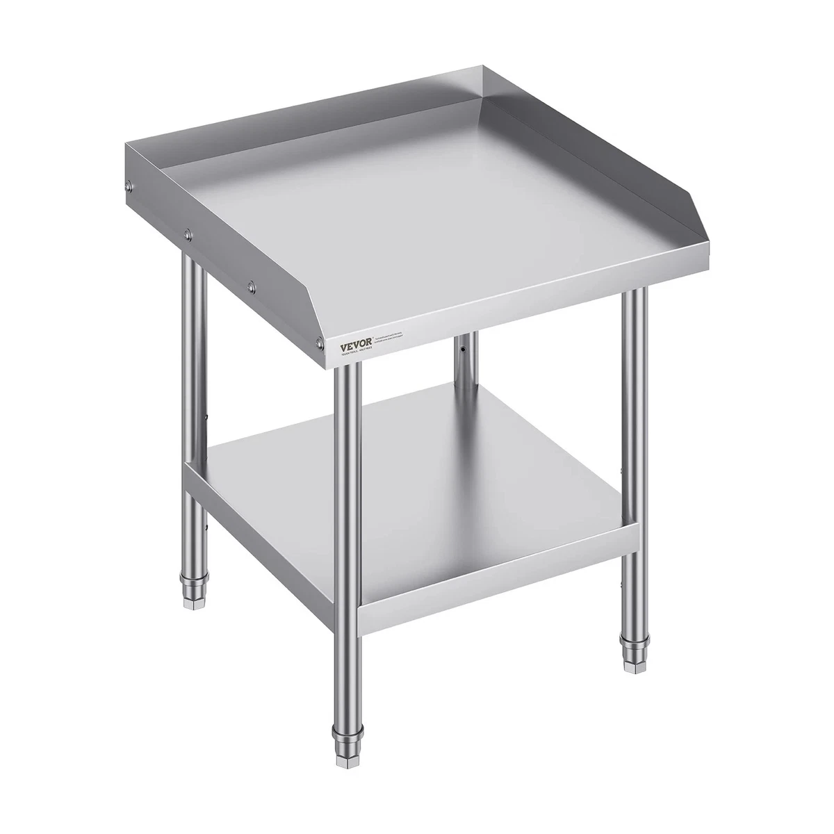 VEVOR Stainless Steel Work Table 24x24x26 Inch Commercial 3-Sided Backsplash