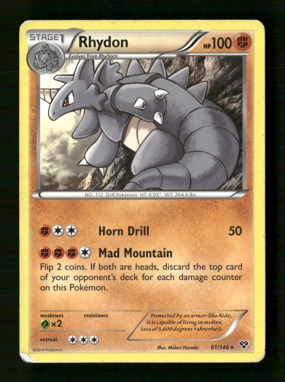 Rhydon 61/146 Non Holo Rare XY Base Set MP Pokemon
