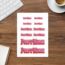 Pussy Wagon Sticker Sheet - Funny Rc Truck Car Motorcycle Stickers Decals