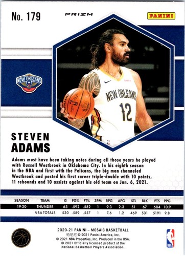 2020 Panini Mosaic #179 Steven Adams Blue Reactive Excellent - Picture 2 of 2