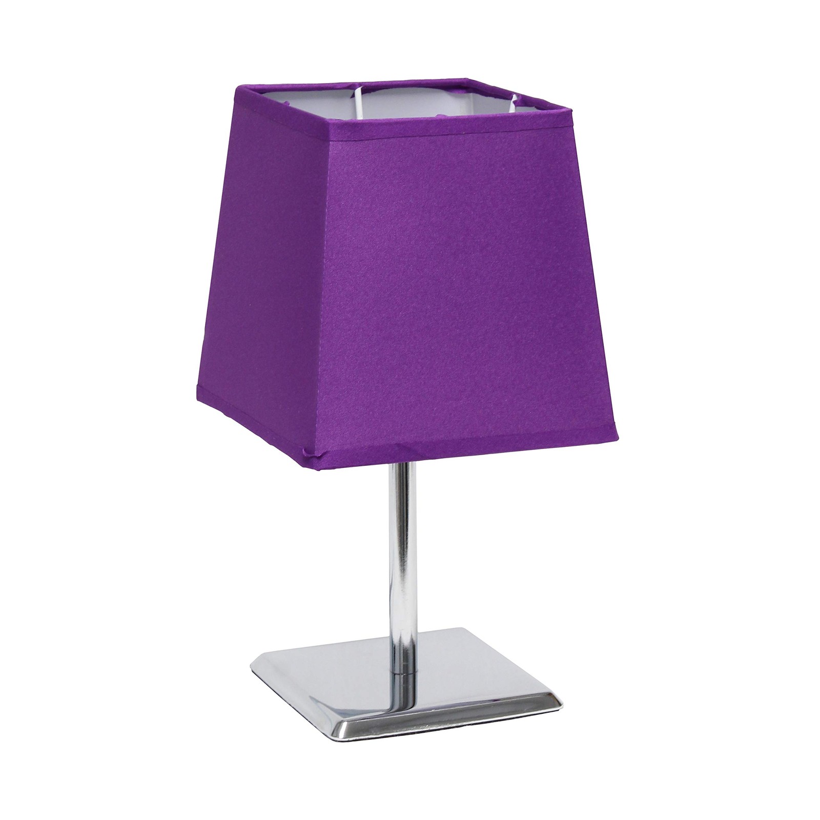 LT2062-PRP Mini Chrome Squared Empire Fabric Shade Table Lamp, Purple