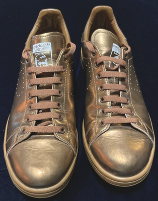 Men s Adidas/Raf Simons/Stan Smith Gold Metallic Copper Leather Sneakers Size 11
