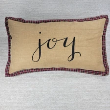Vtg Newport Joy Lumbar Pillow 24” Plaid Trim Down Filled Holiday Christmas Decor